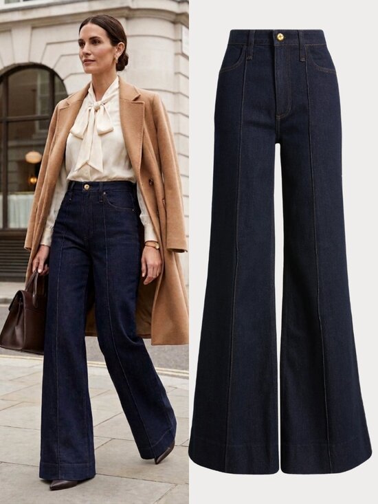 rag & bone Denim - rag & bone Skylar High Rise Flare Jeans Dark Rinse Indigo Wide Leg Trouser Denim